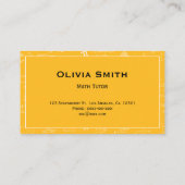 Simple Yellow Math Tutor Teacher Formula Pattern Visitenkarte (Rückseite)