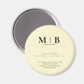 Simple Yellow Monogram Wedding Save the Date Magnet (Vorderseite/Rückseite)