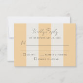 Simple Yellow OffWhite Cabana Stripes Wedding RSVP Karte (Vorderseite)