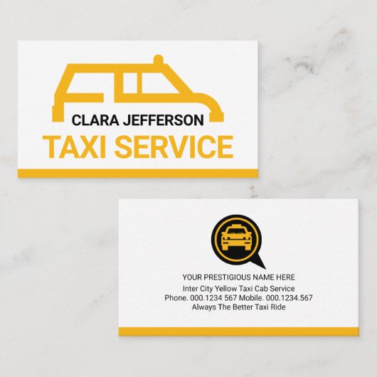 Simple Yellow Taxi Car Place Your Name Visitenkarte (Vorne/Hinten)