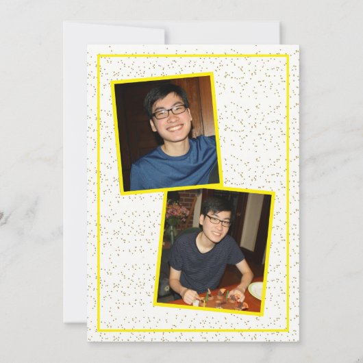 Simple Yellow Two Foto Graduation Party Einladung (Rückseite)