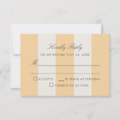 Simple Yellow White Cabana Stripes Wedding RSVP Karte (Vorderseite)