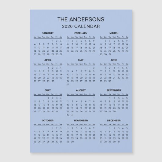 Simple Yet Elegant 2026 Calendar | Magnet (Vorderseite)