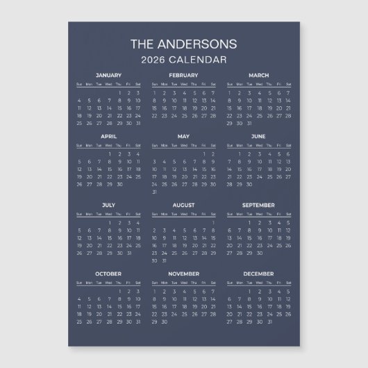 Simple Yet Elegant 2026 Calendar | Magnet (Vorderseite)