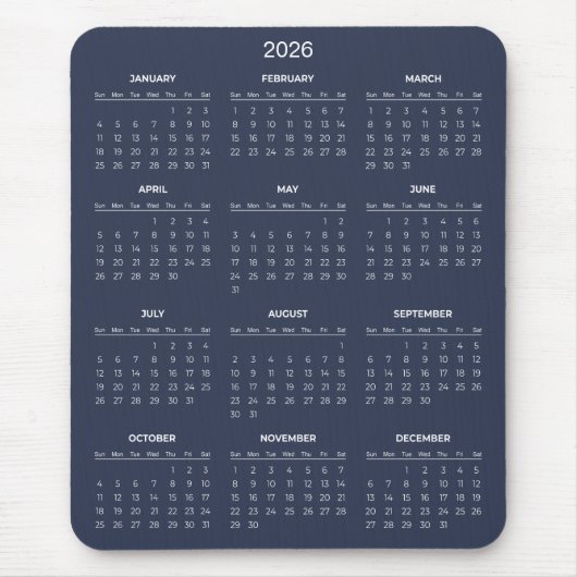 Simple Yet Elegant 2026 Calendar | Mousepad (Vorne)