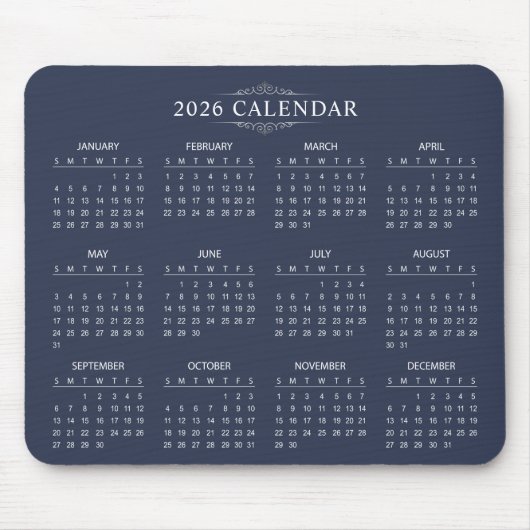 Simple Yet Elegant 2026 Calendar | Mousepad (Vorne)