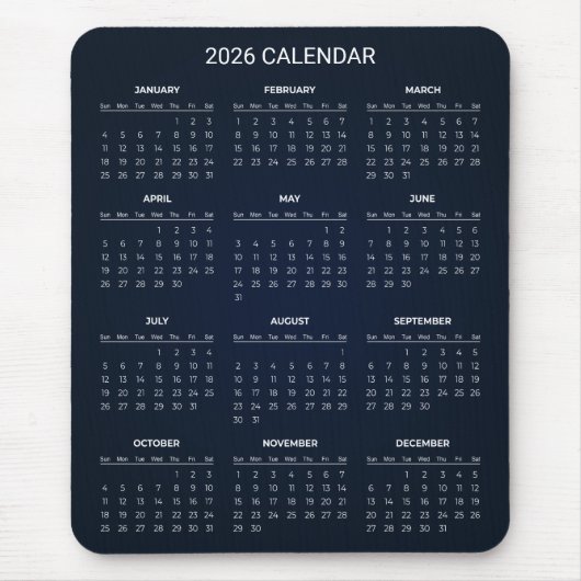 Simple Yet Elegant 2026 Calendar | Mousepad (Vorne)