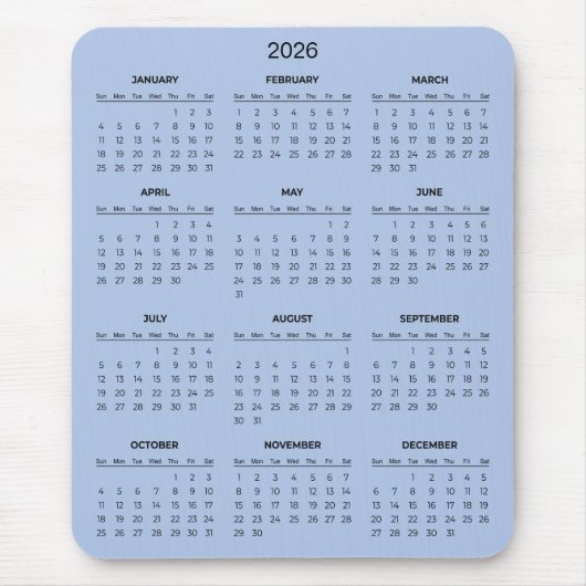 Simple Yet Elegant 2026 Calendar | Mousepad (Vorne)