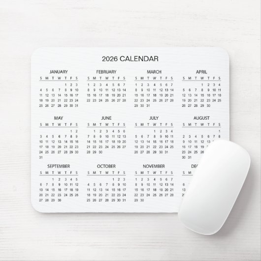 Simple Yet Elegant 2026 Calendar | Mousepad (Mit Mouse)