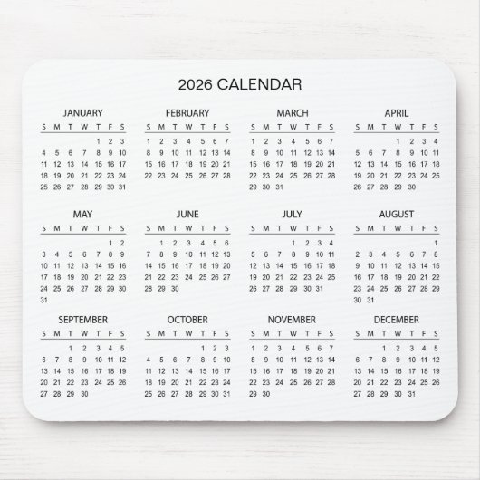Simple Yet Elegant 2026 Calendar | Mousepad (Vorne)