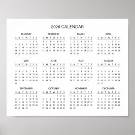 Simple Yet Elegant 2026 Calendar |  Poster