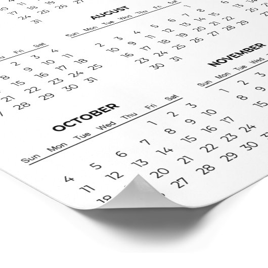 Simple Yet Elegant 2026 Calendar |  Poster (Ecke)