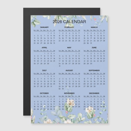 Simple Yet Elegant Floral 2026 Calendar | Magnet (Vorne/Hinten)