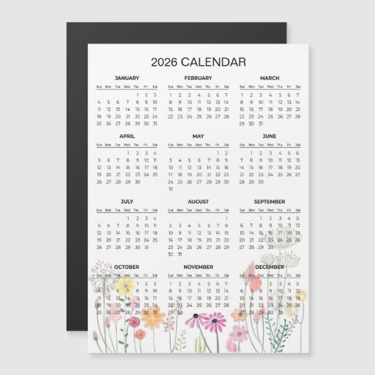 Simple Yet Elegant Floral 2026 Calendar  | Magnet (Vorne/Hinten)