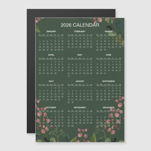 Simple Yet Elegant Floral 2026 Calendar | Magnet (Vorne/Hinten)