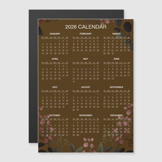 Simple Yet Elegant Floral 2026 Calendar | Magnet (Vorne/Hinten)