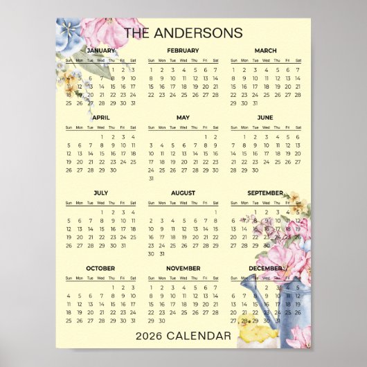Simple Yet Elegant Floral 2026 Calendar | Poster (Vorne)