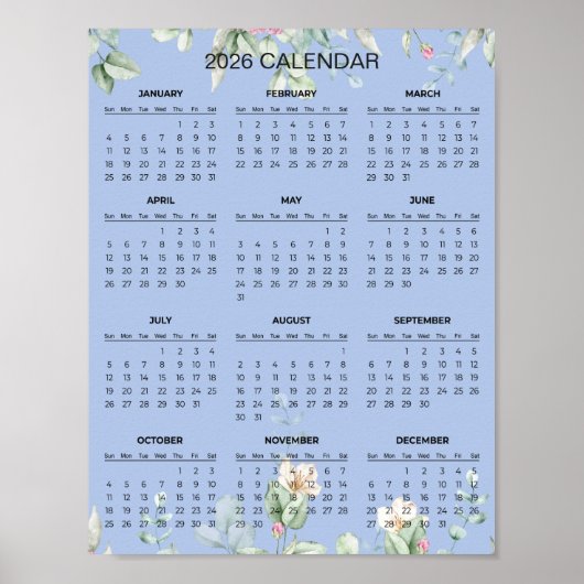 Simple Yet Elegant Floral 2026 Calendar  |  Poster (Vorne)