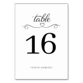 Simple yet Elegant Script Heart Wedding Tischnummer (Rückseite)