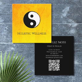 Simple Yin Yang Gold Holistic Healer QR-Code Quadratische Visitenkarte