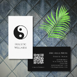 Simple Yin Yang Symbol Holistic Wellness QR Code Visitenkarte