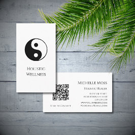 Simple Yin Yang Symbol QR Code Holistic Wellness Visitenkarte