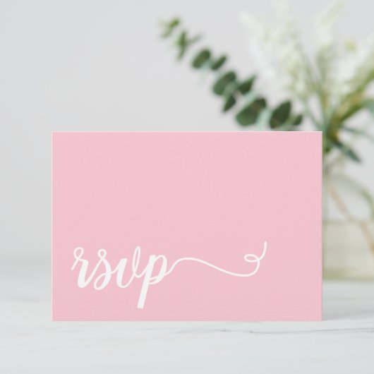 Simpleb Pink und Weiß Kalligrafie UAWG Wedding RSVP Karte (Stehend Vorderseite)