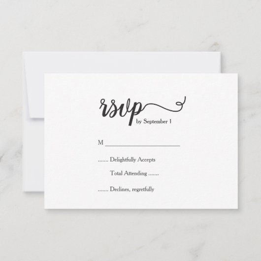 Simpleb Pink und Weiß Kalligrafie UAWG Wedding RSVP Karte (Rückseite)