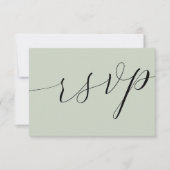 SimpleSage Green Calligraphy Wedding RSVP Karte (Vorderseite)