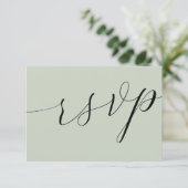 SimpleSage Green Calligraphy Wedding RSVP Karte (Stehend Vorderseite)