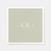 SimpleSage Green Couple Initials Monogram Serviette (Vorderseite)