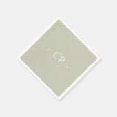 SimpleSage Green Couple Initials Monogram Serviette (Ecke)