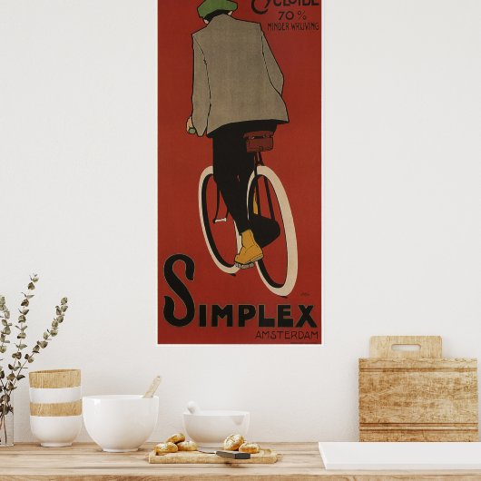 Simplex Bicycles Amsterdam vintage bicycle poster (Küche)