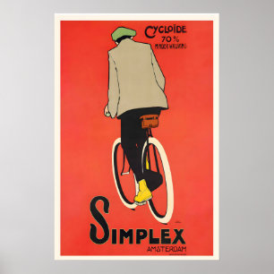Simplex Cycloide Retro Fahrrad Amsterdam Holland Poster