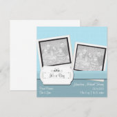 Simpley Blue Baby Foto Announcement Cards Ankündigung (Vorne/Hinten)