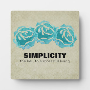 Simplicity Typography Quote with Teal Roses Fotoplatte