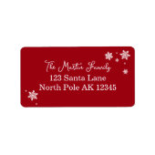 Simplische Schneeflocken Rote Rücksendeadresse Adressaufkleber (Vorne)
