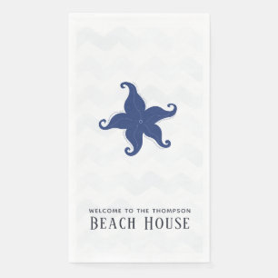 Simplisches Blau und Weiß Beach House Serviette