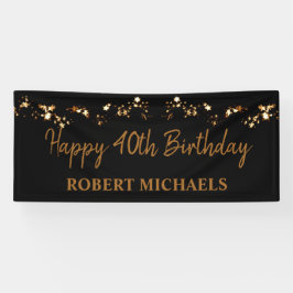 Simplistic Black & Gold Happy Birthday Banner