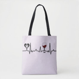 Simplistic Black Paws and Wine Heartbeat Tasche
