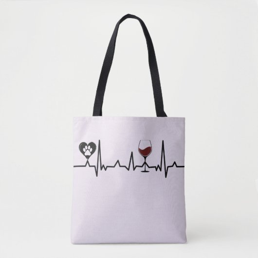 Simplistic Black Paws and Wine Heartbeat Tasche (Vorderseite)