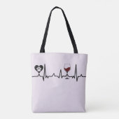 Simplistic Black Paws and Wine Heartbeat Tasche (Rückseite)