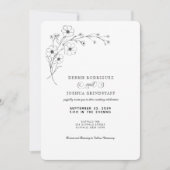 Simplistic Black White Floral Wedding Invitation  Einladung (Vorderseite)