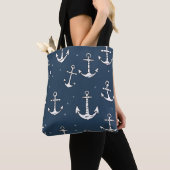 Simplistic Blue and White Fun Anchor Muster Tasche (Von Nahem)