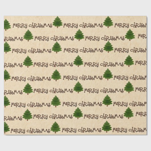 Simplistic Country Frohe Christmas Pine Trees Wra Geschenkpapier (Flach)