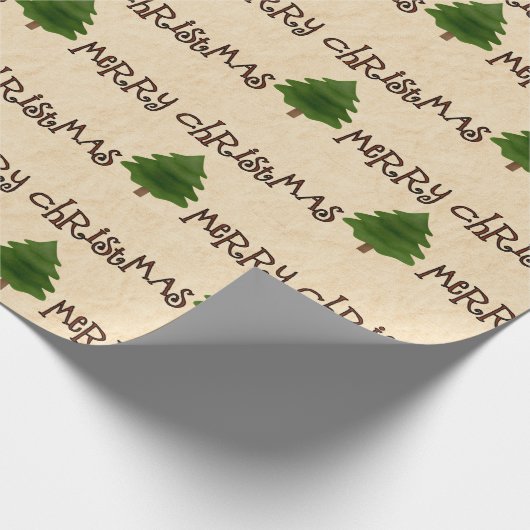 Simplistic Country Frohe Christmas Pine Trees Wra Geschenkpapier (Ecke)