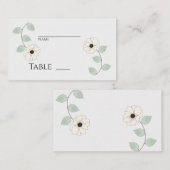 Simplistic Creamy White Anemone Floral Platzkarte (Vorne/Hinten)