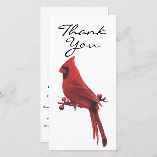Simplistic Double Side Foto Kardinal Vielen Dank Dankeskarte (Vorne/Hinten)
