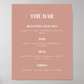 Simplistic Dusty Rose Wedding Bar Menu Poster (Vorne)