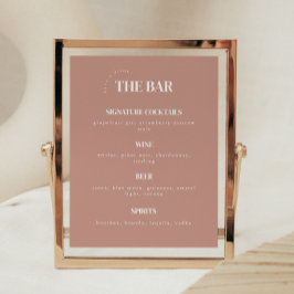 Simplistic Dusty Rose Wedding Bar Menu Poster